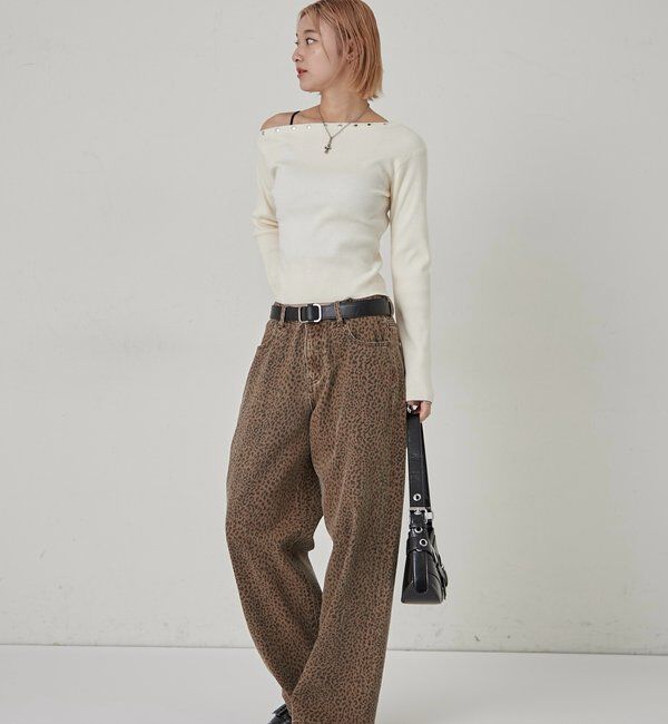  「スタッズワンオフショルニット」|ニット・セーター|