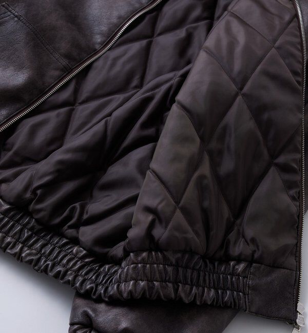  「【2way/ファー取り外し可能】ヴィンテージライクレザーファーフードブルゾン」|ブルゾン・スタジャン|