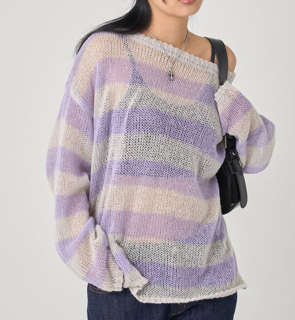  「ワイドボーダーメッシュニット」|ニット・セーター|