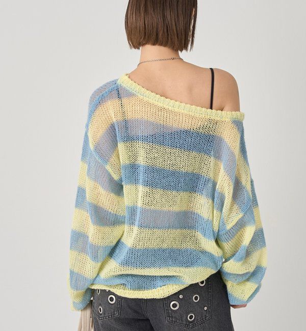  「ワイドボーダーメッシュニット」|ニット・セーター|