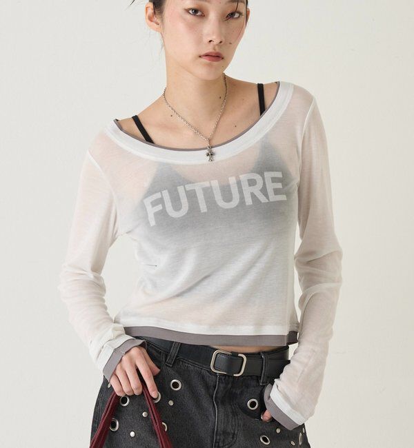  「スプレーロゴレイヤードシアートップス」|Tシャツ・カットソー|