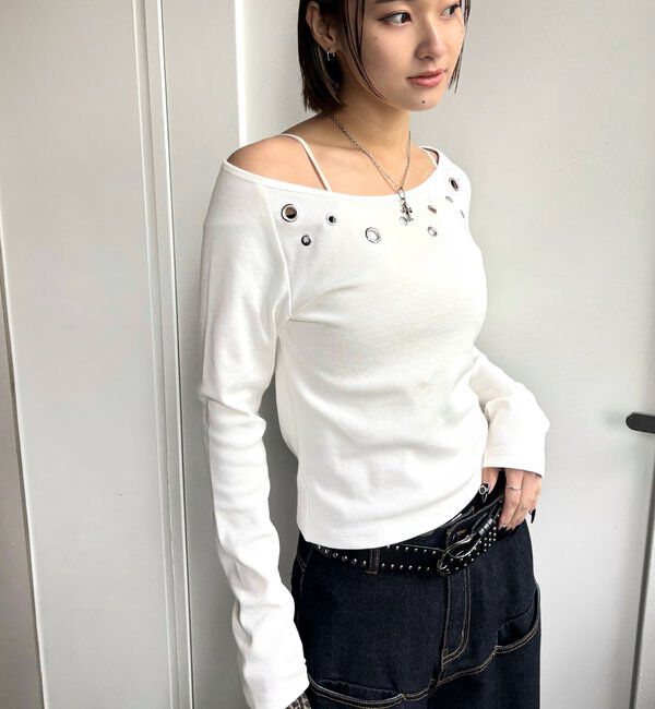 「アイレットオフショルトップス」|Tシャツ・カットソー|