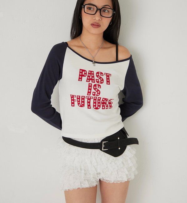  「スタースタッズラグランロゴトップス」|Tシャツ・カットソー|