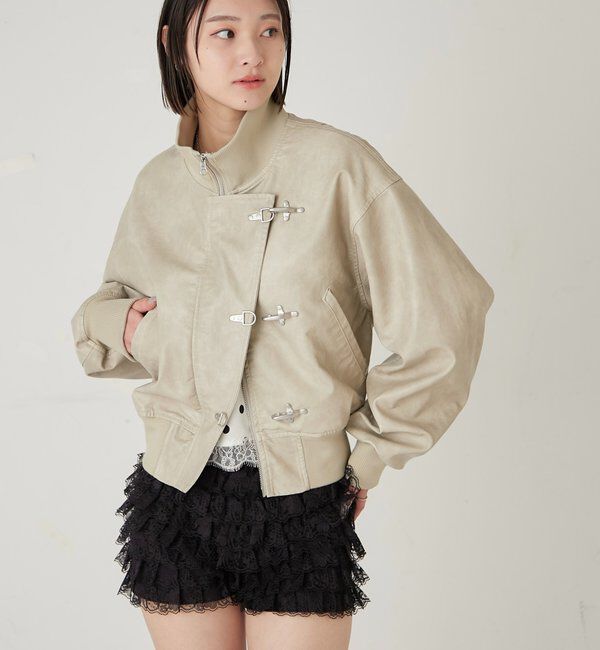  「ファイヤーマンショートブルゾン(フェイクレザー/デニム)」|ブルゾン・スタジャン|