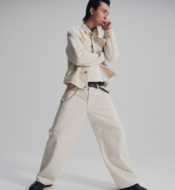  「【Sourcream】セルビッチデニムパンツ」|デニム|アイボリー