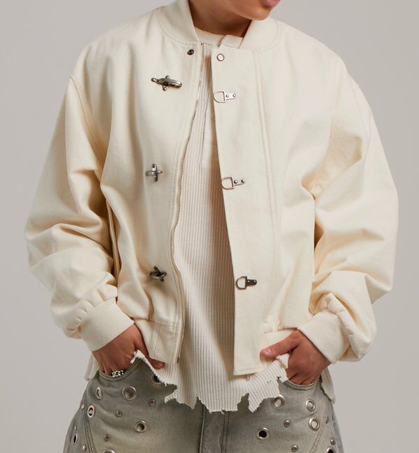  「【UNISEX】KOOKY'NファイヤーマンダックMA1」|ブルゾン・スタジャン|ホワイト