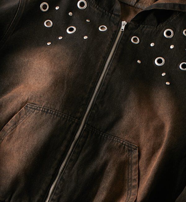  「アイレットスタッズデニムフードブルゾン」|ブルゾン・スタジャン|