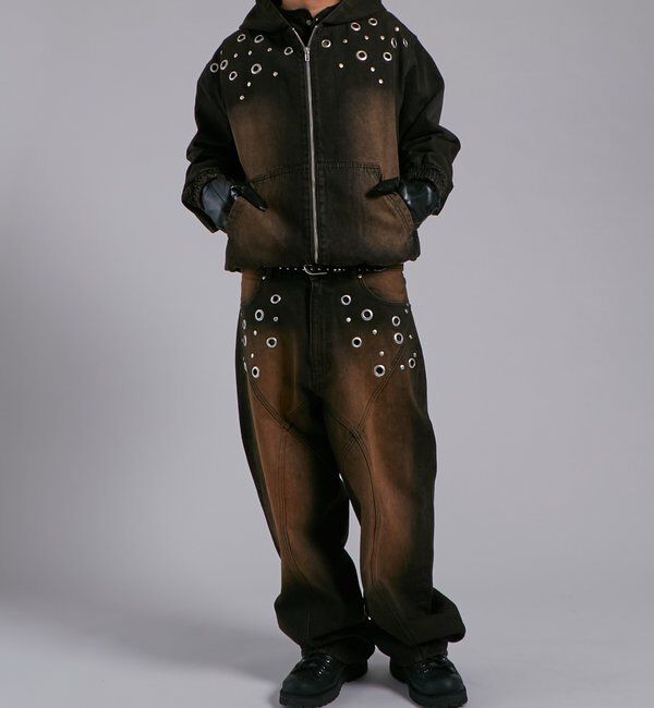  「アイレットスタッズデニムフードブルゾン」|ブルゾン・スタジャン|