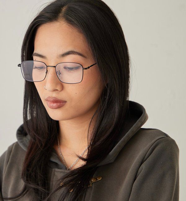  「メタルフレームグラス」|ピアス|ブラック