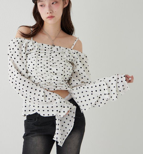  「イレヘムギャザーオフショルブラウス」|シャツ・ブラウス|ホワイト