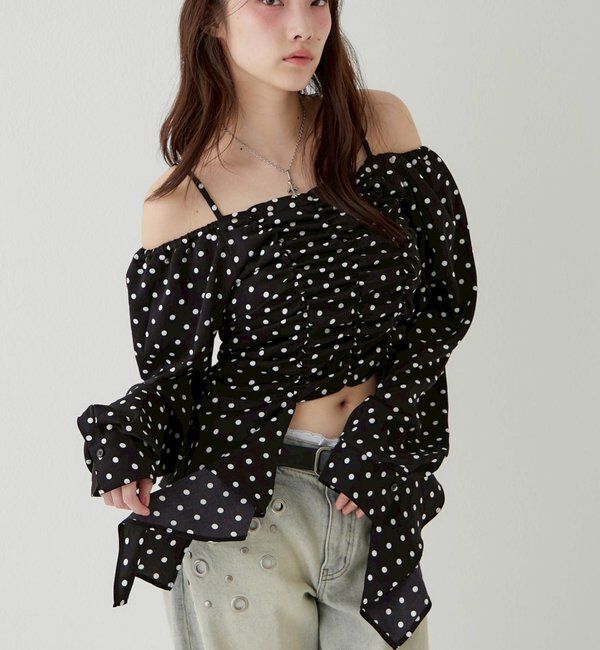  「イレヘムギャザーオフショルブラウス」|シャツ・ブラウス|ブラックその他1