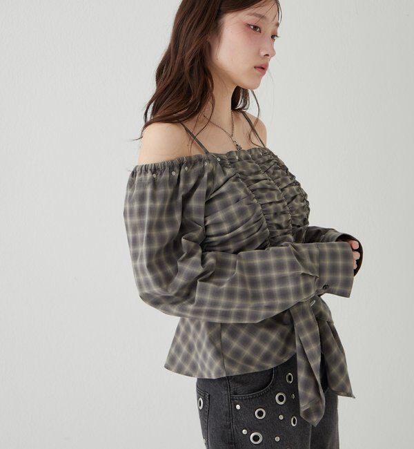  「イレヘムギャザーオフショルブラウス」|シャツ・ブラウス|