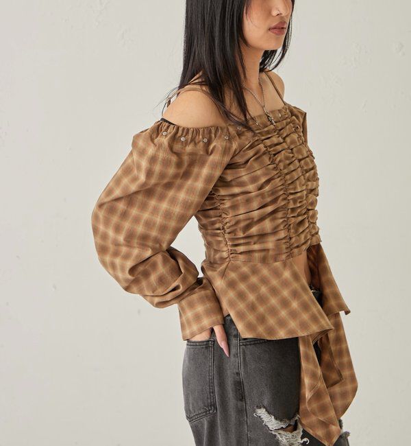  「イレヘムギャザーオフショルブラウス」|シャツ・ブラウス|