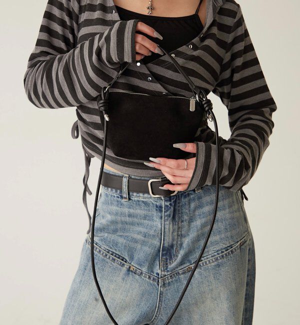  「【WEB限定】２WAYスウェードバッグ」|ショルダー・メッセンジャー|ブラック