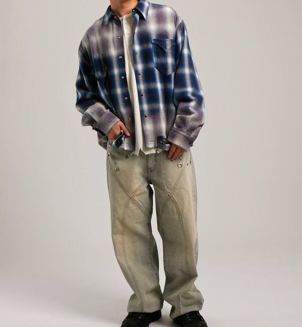  「【FromVintage】ダメージチェックシャツ」|シャツ・ブラウス|