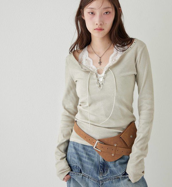  「プロセストレースアップトップス」|Tシャツ・カットソー|