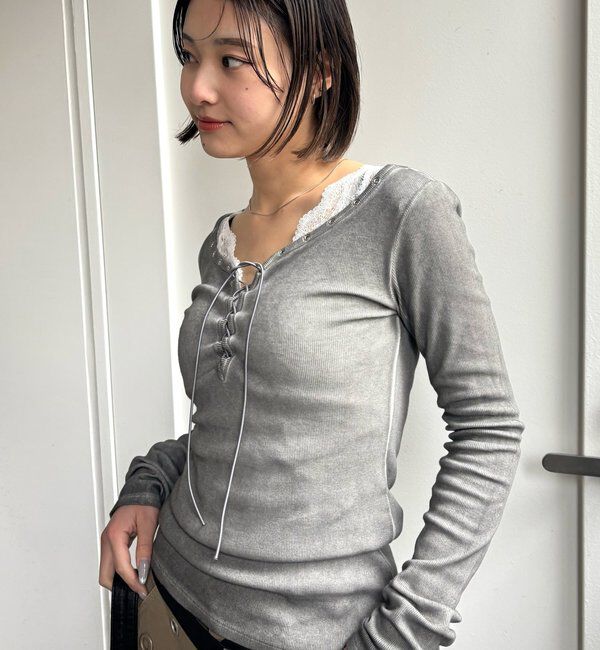 「プロセストレースアップトップス」|Tシャツ・カットソー|