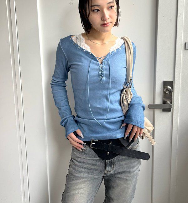  「プロセストレースアップトップス」|Tシャツ・カットソー|