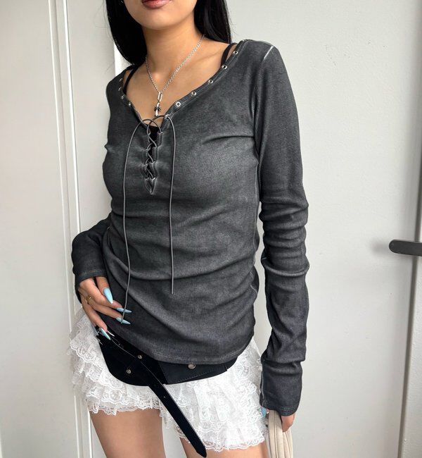  「プロセストレースアップトップス」|Tシャツ・カットソー|