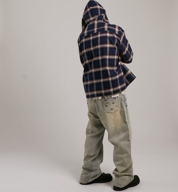  「【UNISEX】Sourcreamウエスタンオンブレチェックフードシャツ」|シャツ・ブラウス|