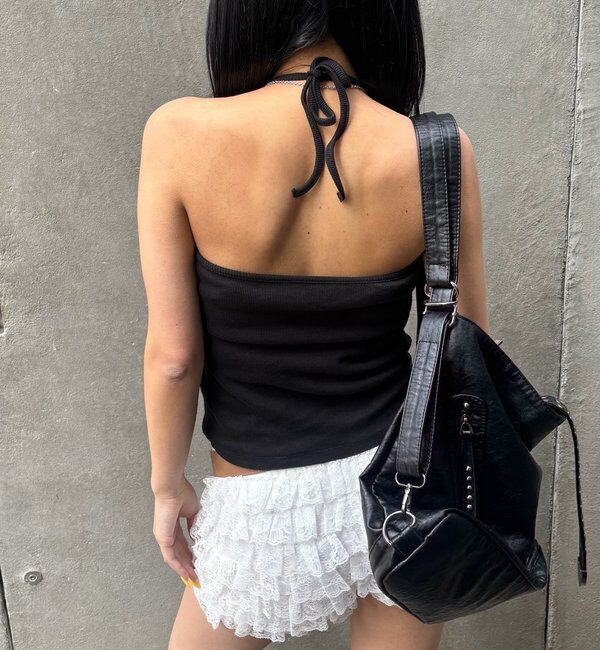  「カップ付きアイレットホルターキャミ」|キャミソール|