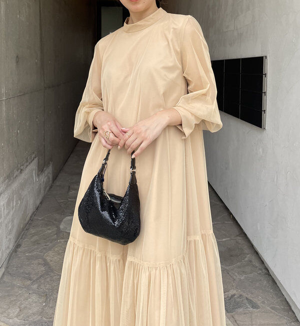  「【オケージョン/サイズ展開あり/人気につき再販】チュールハイネックワンピース」|ワンピース|