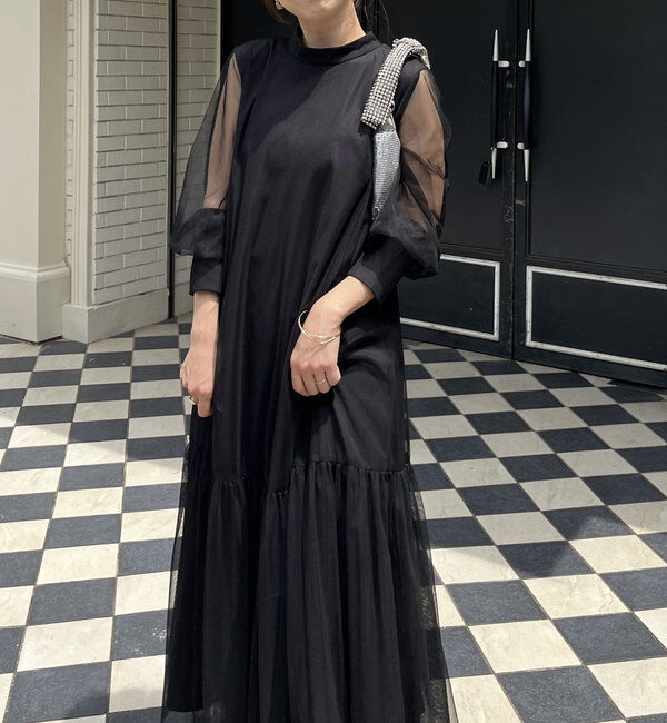  「【オケージョン/サイズ展開あり/人気につき再販】チュールハイネックワンピース」|ワンピース|