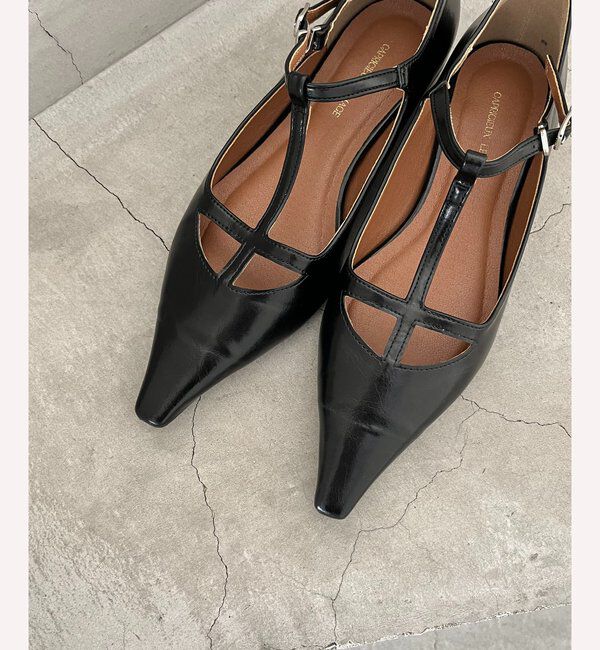  「 【オケージョンにも◎】Tストラップフラットパンプス」|パンプス|