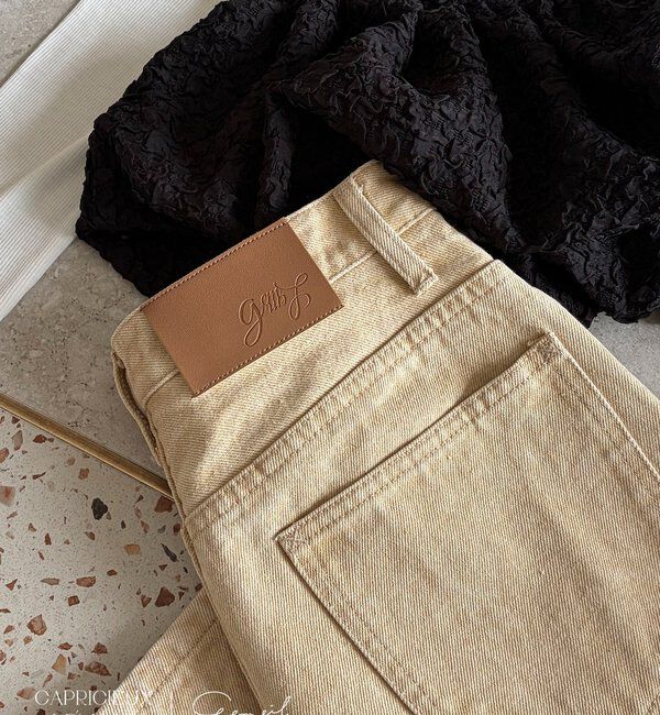  「【コラボ限定カラー/ホワイト・ベージュ】13ozハイウエストストレートデニム」|デニム|