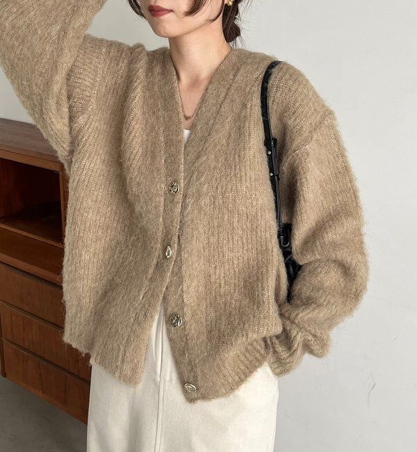  「ニュアンスボタンレイヤード風カーディガン」|カーディガン|