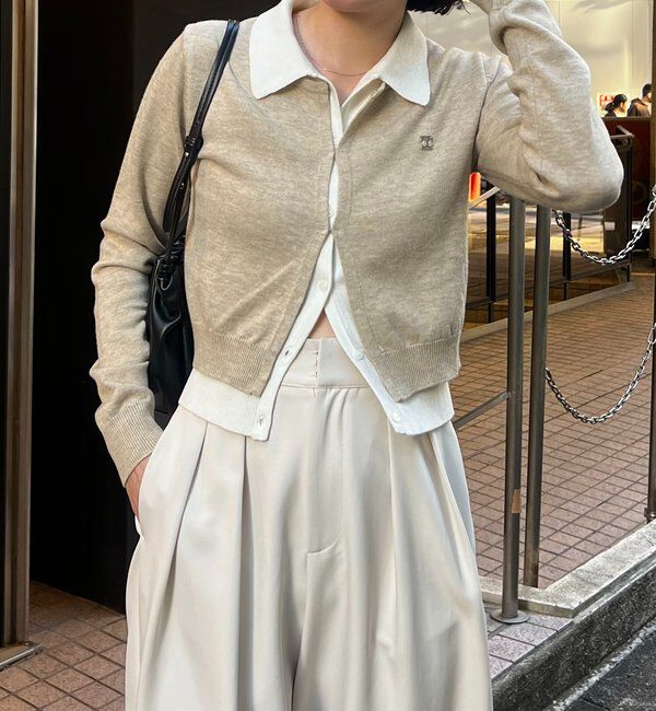  「レイヤードポロニットカーディガン」|カーディガン|