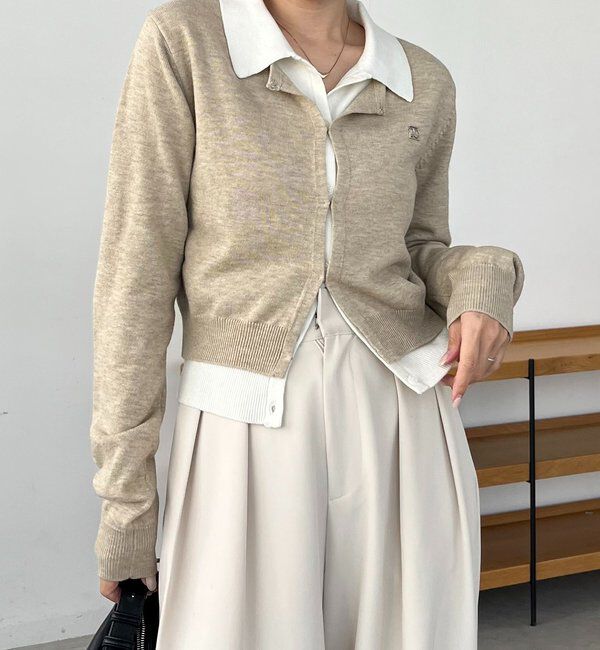  「レイヤードポロニットカーディガン」|カーディガン|