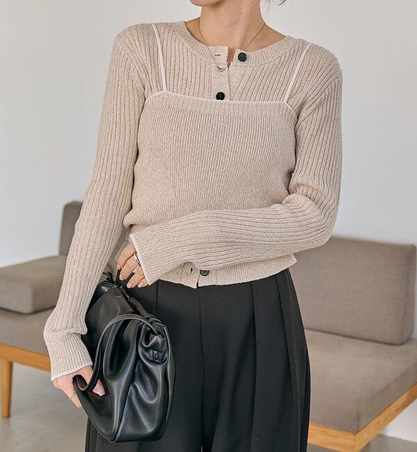  「メランジキャミSETカーディガン」|カーディガン|