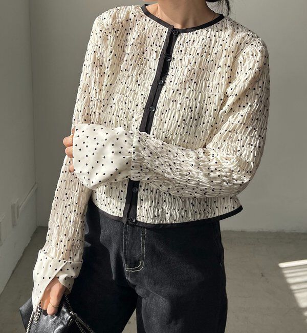  「【即完アイテム再入荷！】ドットシャーリングブラウス」|シャツ・ブラウス|