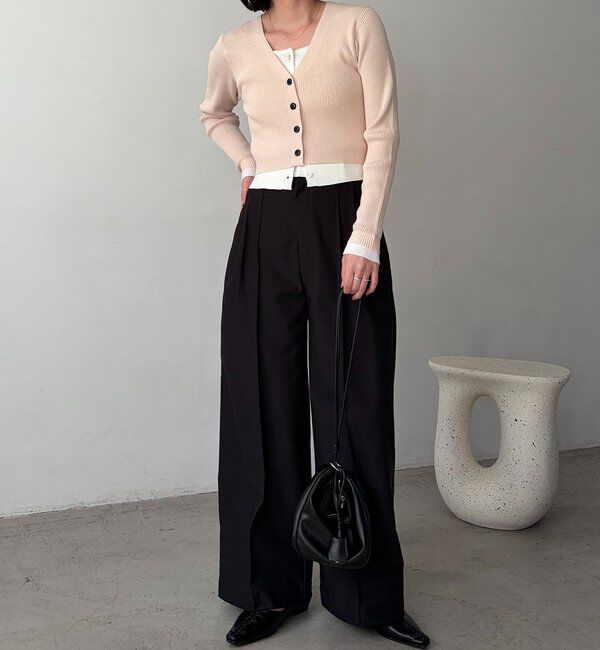  「バイカラーレイヤードカーディガン」|カーディガン|