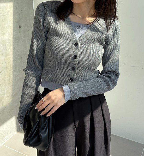  「バイカラーレイヤードカーディガン」|カーディガン|