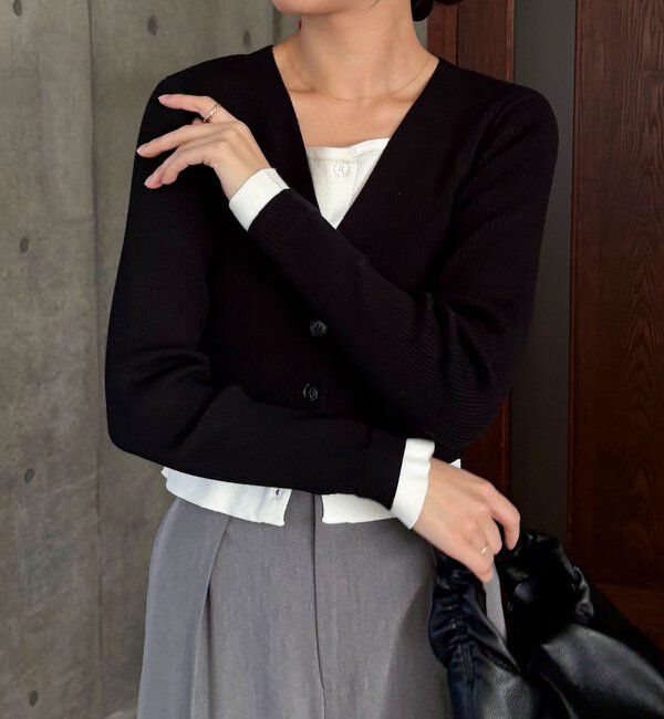  「バイカラーレイヤードカーディガン」|カーディガン|