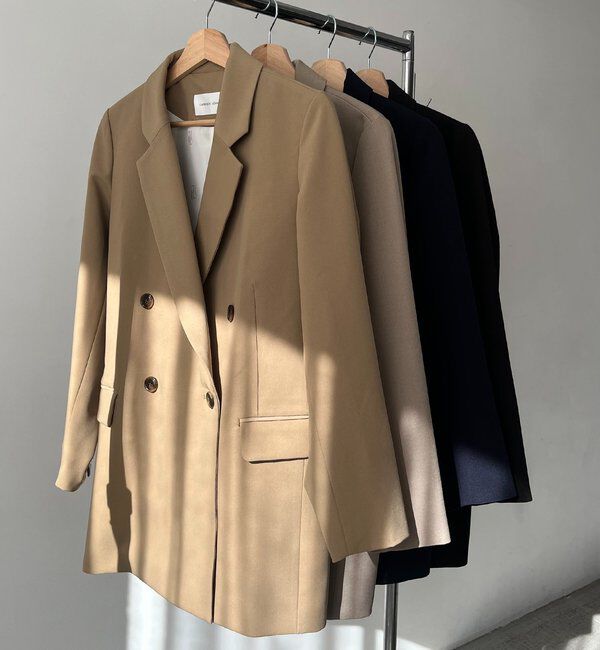  「【再販・サイズ展開あり・WEB限定カラー/グレージュ】Wテーラージャケット」|テーラードジャケット|