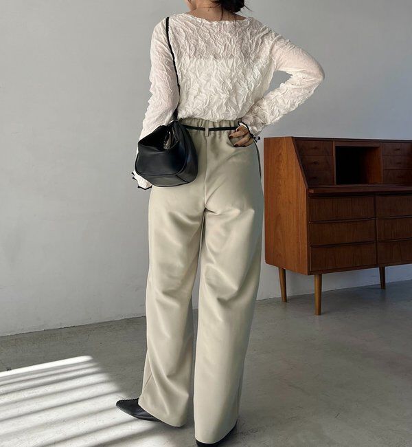  「【低身長サイズあり】カーブタックベルト付パンツ」|チノ|