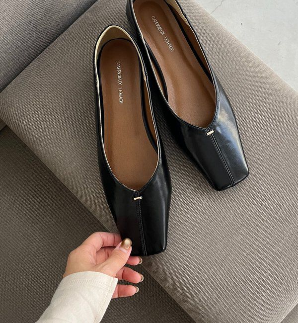  「【大人の定番パンプス】スクエアステッチフラットシューズ」|その他|