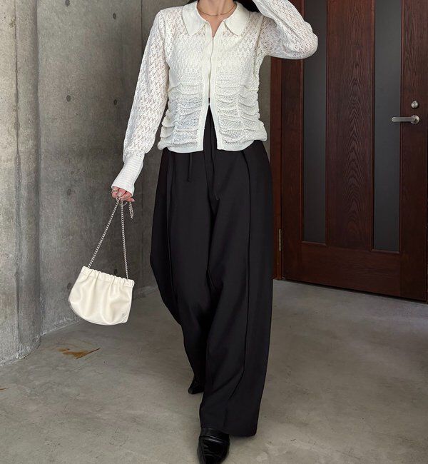  「レースシャーリングホックカーディガン」|カーディガン|