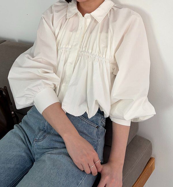  「バルーンクロップシャツ」|シャツ・ブラウス|ホワイト