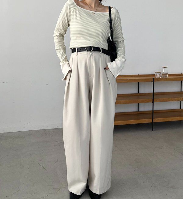  「ボーダー袖ボタンロンT」|Tシャツ・カットソー|