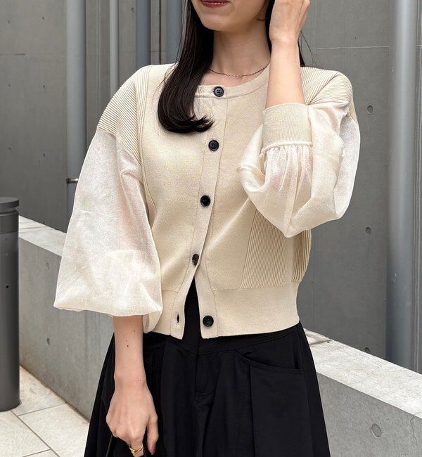  「【WEB/ルミネエスト新宿限定カラー・ピンク】シアースリーブショートカーディガン」|カーディガン|