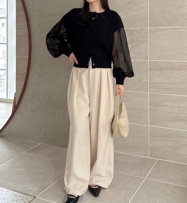  「【WEB/ルミネエスト新宿限定カラー・ピンク】シアースリーブショートカーディガン」|カーディガン|