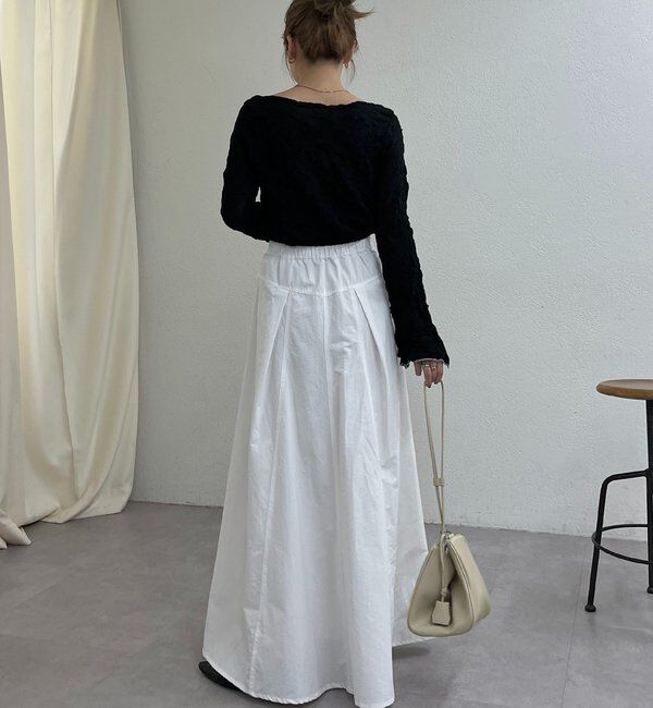  「【低身長サイズあり】切替コットンフレアスカート」|スカート|