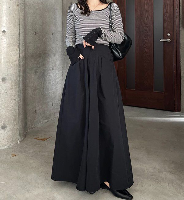  「【低身長サイズあり】切替コットンフレアスカート」|スカート|