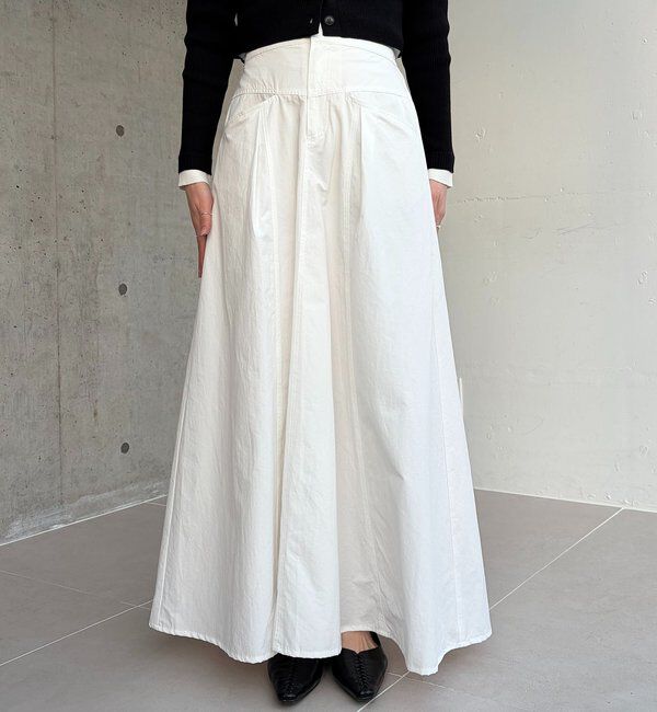  「【低身長サイズあり】切替コットンフレアスカート」|スカート|