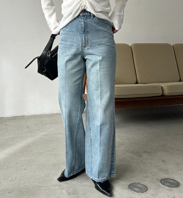  「【低身長サイズあり】セミフレアデニム」|デニム|