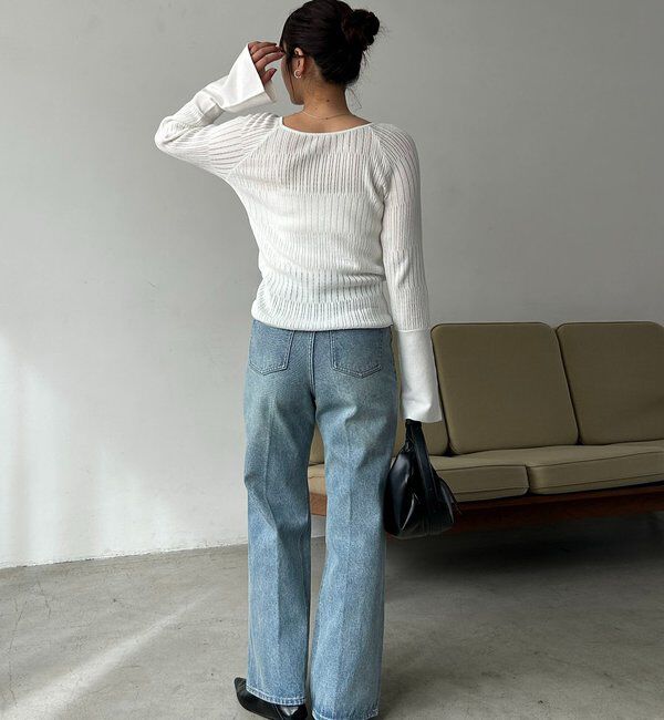  「【低身長サイズあり】セミフレアデニム」|デニム|